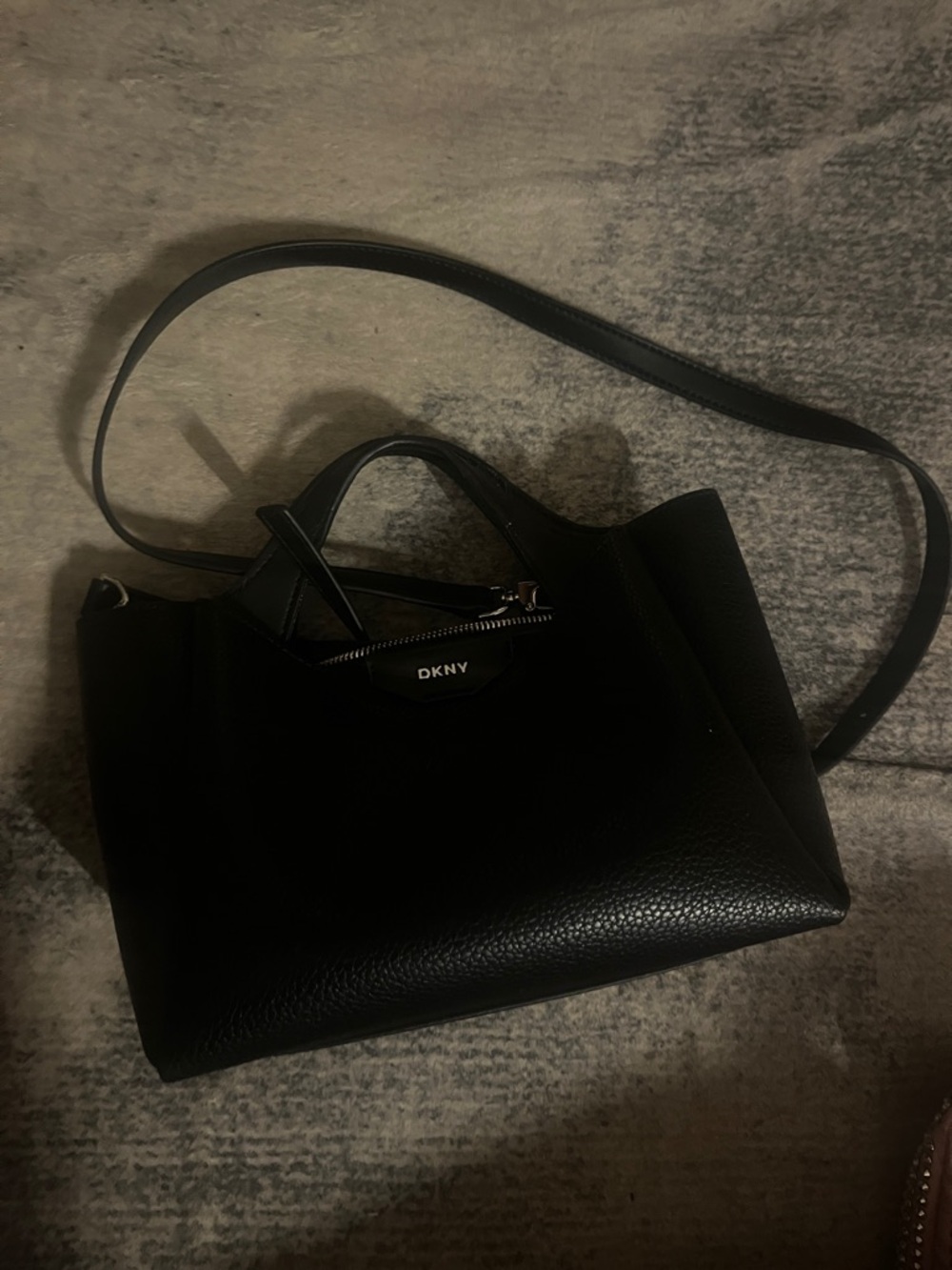 Dkny Black Pebbled Leather Shoulder Bag